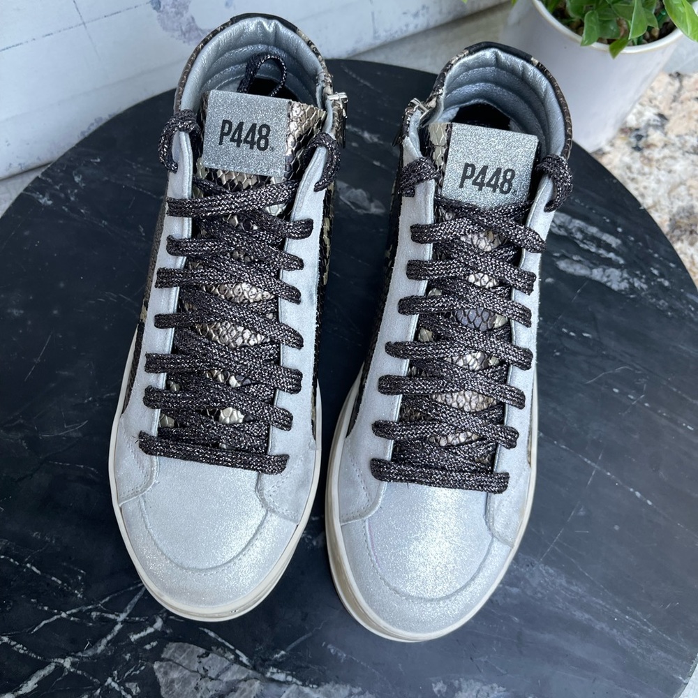 P448 John Side Zip White Snake Python Distressed … - image 3